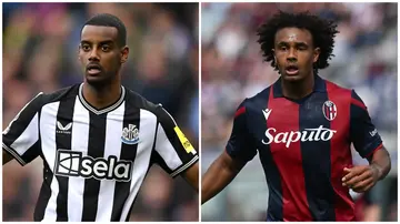 Arsenal have been linked with Newcastle striker, Alexander Isak,and Bologna's Joshua Zirkzee. Photos: Gareth Copley and Alessandro Sabattini.