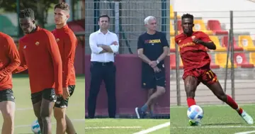 Afena-Gyan training with the first team: SOURCE: Twitter/ @ASRomaEN