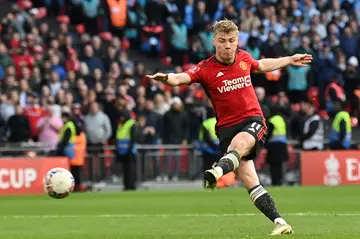 Manchester United forward Rasmus Hojlund scores the winning penalty against Coventry to send his side through to the FA Cup final