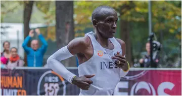 Eliud Kipchoge while in action. Photo: Getty Images.