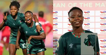 Evelyn Badu celebrationg her goal against Malabo Kings. SOURCE: Twitter/ @CAFwomen