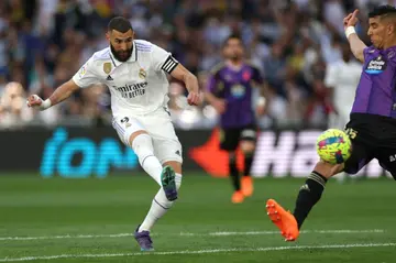 Karim Benzema scored a hat-trick as Real Madrid thrashed Real Valladolid on Sunday in La Liga