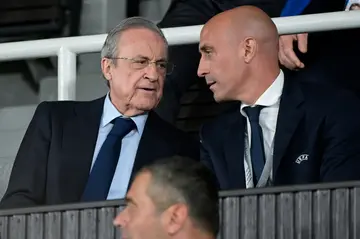 Real Madrid President Florentino Perez (left)
