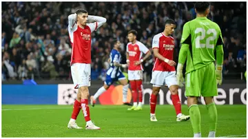 Kai Havertz reacts after Arsenal conceded a late goal against FC Porto in the UEFA Champions League last 16.