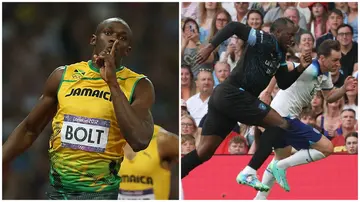 Usain Bolt, Marcus Rashford, World XI, Soccer Aid, sprin