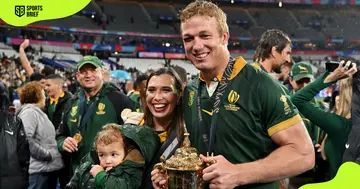 Pieter-Steph Du Toit poses with his family.
