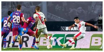 Falcao's goal sinks Barcelona