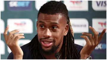 Alex Iwobi gives a press conference at the Palais de la Culture in Abidjan on the eve of the Africa Cup of Nations 2023 football match between Nigeria and Angola. Photo: FRANCK FIFE.