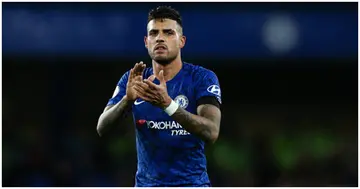 Emerson Palmieri of Chelsea acknowledges the fans after a Premier League match between Chelsea FC and West Ham United at Stamford Bridge. Photo by MB Media.