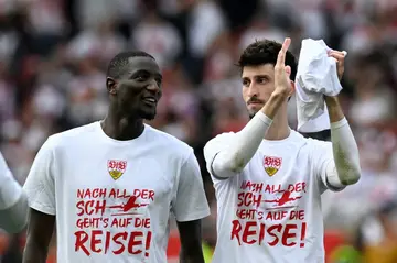 Serhou Guirassy (L) scored 28 goals last season for Stuttgart as they finished second in the Bundesliga