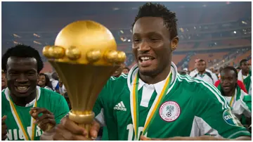 John Obi Mikel celebrates winning the 2013 African Cup of Nations. Photo: Manus van Dyk.