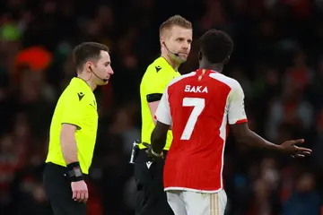 Bukayo Saka, Arsenal, Bayern Munich, Champions League, referee Glenn Nyberg 