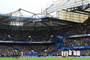 Players observe a minute's applause for Christian Atsu before Saturday's match between his former club Chelsea and Southampton