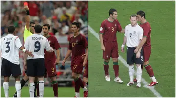 Wayne Rooney, Peter Crouch, Cristiano Ronaldo, Carvalho, red card, 2006 World Cup, England, Portugal, quarterfinal