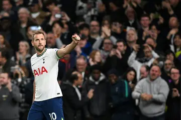 Spot on: Harry Kane scored the opener for Tottenham from the penalty spot