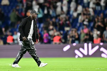 Benjamin Mendy walking across the Parc des Princes pitch after his new team Lorient lost to Paris Saint-Germain in August