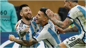 Lionel Messi, Leandro Paredes, Nicolas Otamendi, Argentina, France, 2022 FIFA World Cup final, Lusail Iconic Stadium, Doha, Qatar, December 18, 2022.