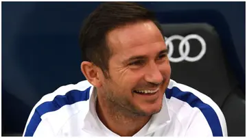 Frank Lampard laughs during the pre-season friendly match between RB Salzburg and FC Chelsea at Red Bull Arena. Photo by Darren Walsh.