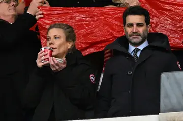Newcastle United's minority owner Amanda Staveley (L) and her husband, Newcastle director Mehrdad Ghodoussi (R)