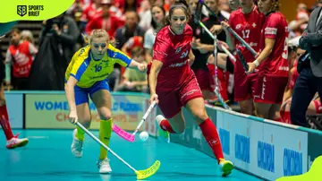 Marti Flurina of Switzerland and Sweden's Gustafsson Moa battling for the ball