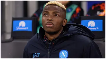 Victor Osimhen looks on during the Serie A match between FC Internazionale and SSC Napoli. Photo:  Emmanuele Ciancaglini.