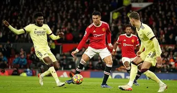 Thomas Partey in action against Manchester United. SOURCE: Twitter/ @Arsenal