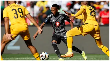 Relebohile Mofokeng in action for Orlando Pirates in a past DSTv Premiership match. Photo: Phill Magakoe.