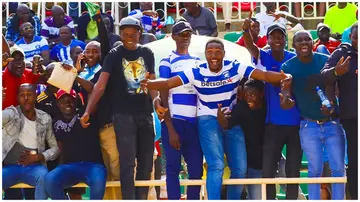 AFC Leopards fans enjoying the victory over Kariobangi Sharks. Photo: FKF Premier League.