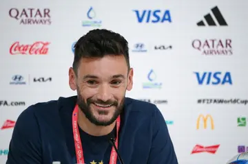 Hugo Lloris speaking at a press conference on Saturday ahead of France's World Cup last-16 tie against Poland