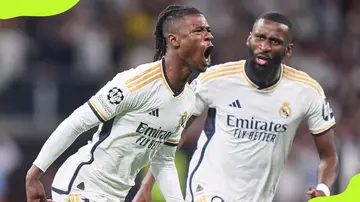 Camavinga and Rudiger celebrates a champions league goal