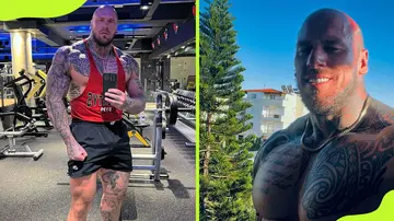 Martyn Ford poses showing off his physique