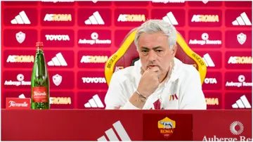 Josè Mourinho gestures during a press conference at Centro Sportivo Fulvio Bernardini. Photo by Fabio Rossi.