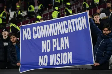 Everton supporters pin the blame on the club's board for facing a Premier League survival fight