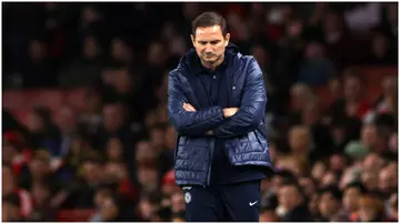 Frank Lampard looks dejected during the Premier League match between Arsenal FC and Chelsea FC at Emirates Stadium. Photo by Alex Pantling.
