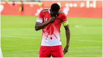 Harambee Stars striker, Michael Olunga's hat trick against Zimbabwe won Harambee Stars the Four Nations Tournament. Photo: Harambee Stars.
