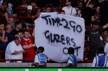 Manchester United fans protested against the club's owners, the Glazer family, during a 4-0 defeat to Brentford