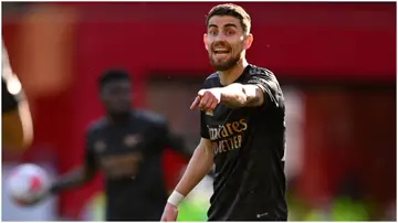 Jorginho reacts during the Premier League match between Nottingham Forest and Arsenal FC at City Ground. Photo by Will Palmer.