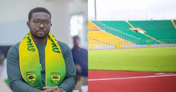 Nana Yaw Amponsah has challenged the supporters of Asante Kotoko to help him build a stadium for the club. Photo credit: @AsanteKotoko_SC TheGhanaReport