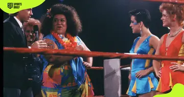 Emily Dole (second on the left) was a member of GLOW Girls.