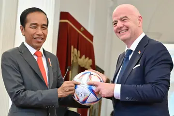 FIFA chief Gianni Infantino met Indonesian President Joko Widodo Tuesday in the capital Jakarta