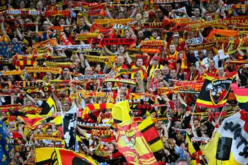 Home strength: Lens supporters cheer their team to victory over Marseille