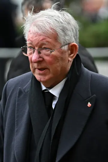 Former Manchester United manager Alex Ferguson arrives at Manchester Cathedral to attend the funeral of Bobby Charlton