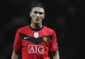 Federico Macheda of Manchester United in action during the UEFA Champions League match against Besiktas at Old Trafford on November 25 2009, in Manchester, England