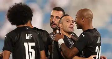 Andre Ayew celebrating his goal with teammates. SOURCE: Twitter/ @AlsaddSC