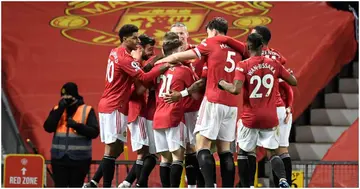 Man United players celebrating a goal during a past match. Photo: Getty Images.