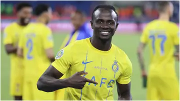 Sadio Mané with his winners' medal after winning the Arab Club Champions Cup Final between Al Hilal and Al Nassr. Photo by Abdul Ghani Bashir Issa.