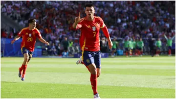 Spain international, Alvaro Morata, climbed on Euros' top scorers charts on Saturday after his goal against Croatia. Photo by James Gill.