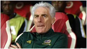 Hugo Broos looks on prior to the FIFA Series 2024 Algeria match between Andorra and South Africa. Photo: Richard Pelham.