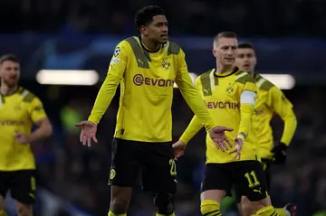 Dortmund' midfielder Jude Bellingham reacts after a VAR decision in Tuesday's 2-0 loss to Chelsea, which saw the German side eliminated