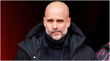 Pep Guardiola on the side line before the Premier League match between Nottingham Forest and Manchester City at City Ground. Photo by Richard Sellers.